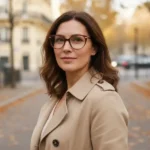 handmade acetate optical frame PER02388 worn by model with elegant minimalist style