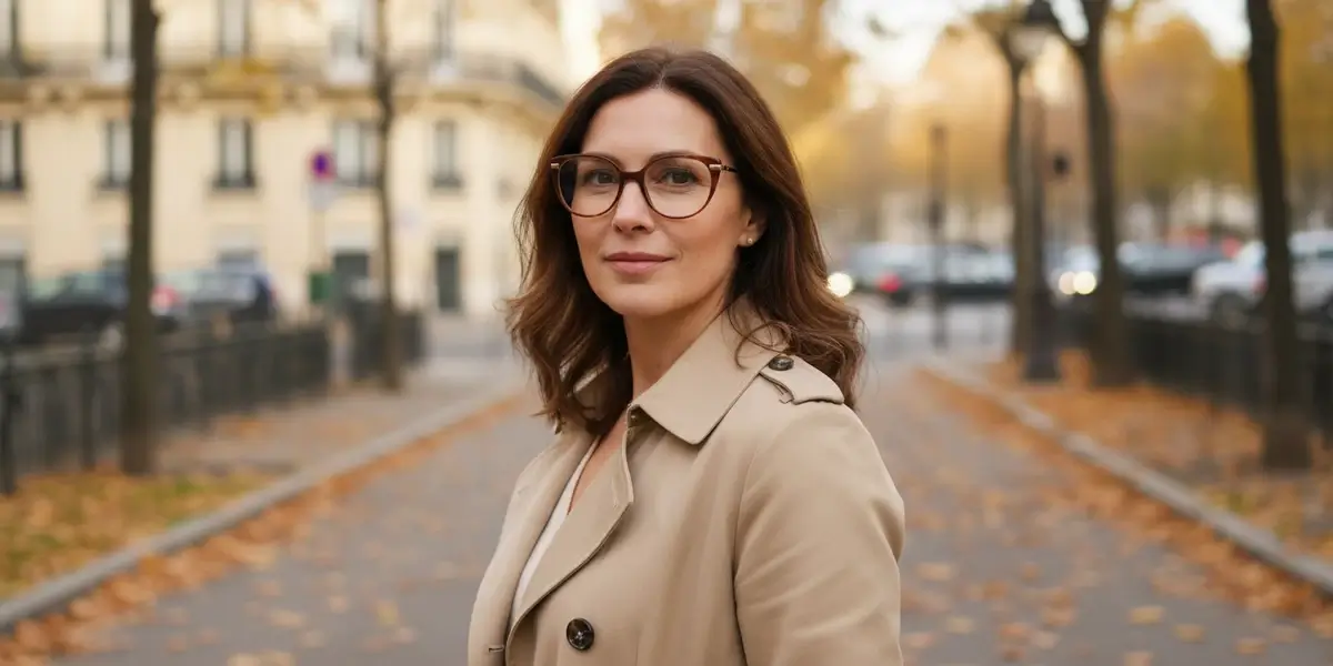 handmade acetate optical frame PER02388 worn by model with elegant minimalist style