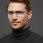 stainless steel men's optical frame PSR02332 with flex spring hinge temples