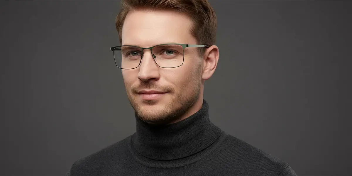 stainless steel men's optical frame PSR02332 with flex spring hinge temples