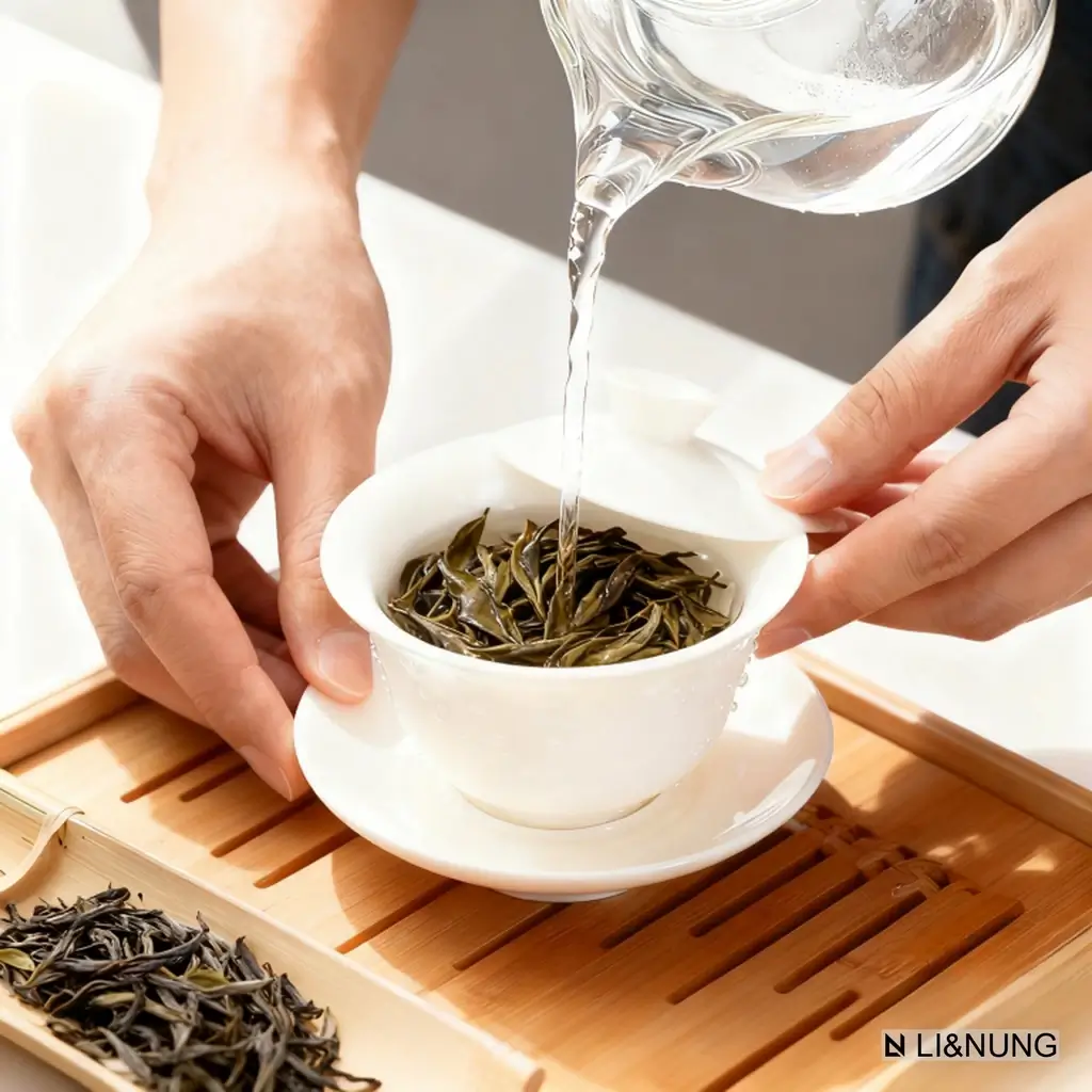 how to make tea - pouring boiling water onto Fenghuang Dancong tea