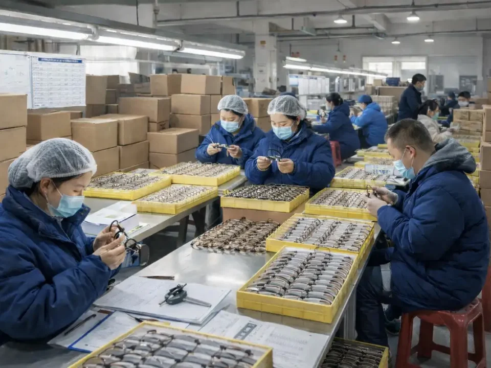 eyewear quality control before shipment at LI&NUNG factory