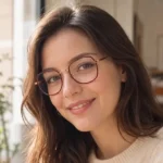 PSR02362 metal optical frame with thin acetate eyerim worn by model