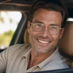 PSR02390 men's stainless steel optical frame with classic shape and mono-block temples