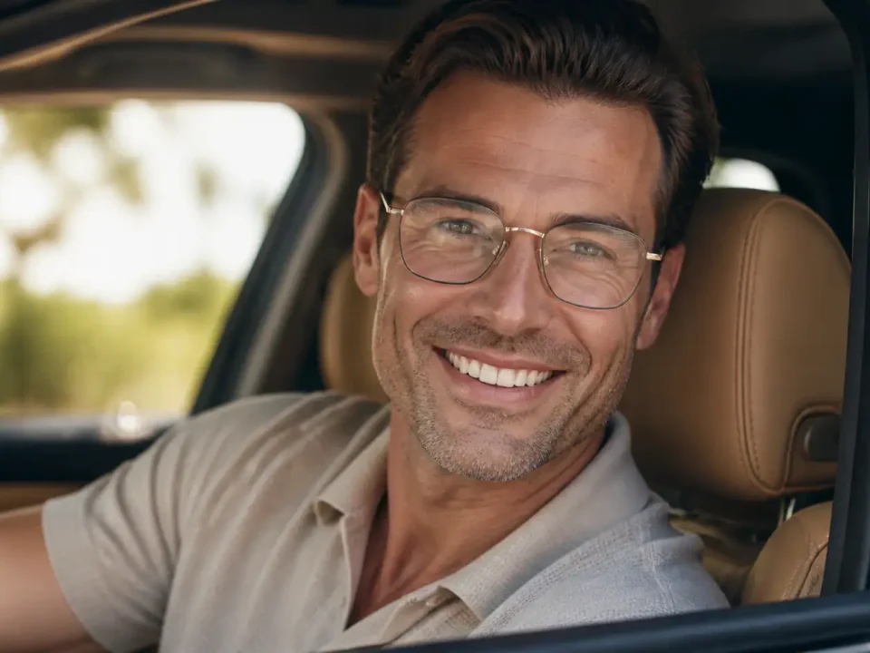 PSR02390 men's stainless steel optical frame with classic shape and mono-block temples